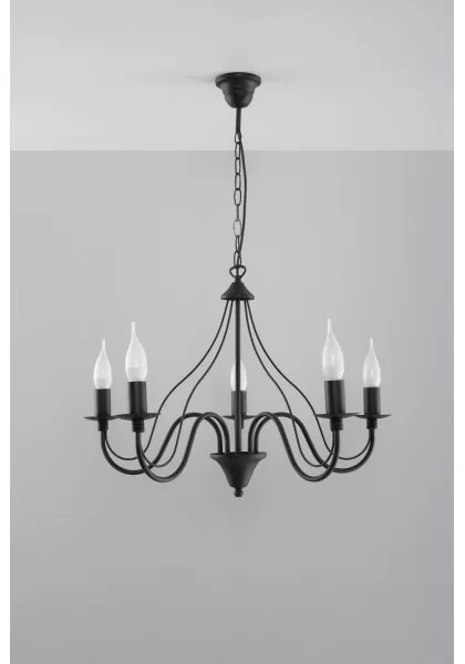 Lustră pe lanț MINERWA 5 5xE14/40W/230V negru