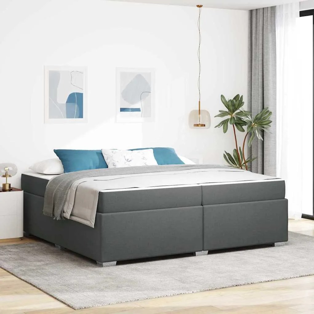 vidaXL Cadru de pat Gri închis 200 x 200 cm țesătură