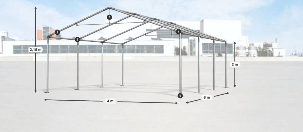 Hală de depozitare/garaj 4x6x2m Comfort PVC 560g