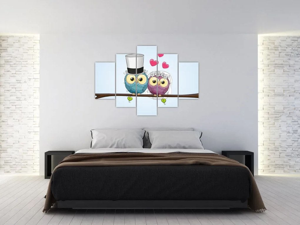 Tablou - Bufnițe îndrăgostite (150x105 cm)