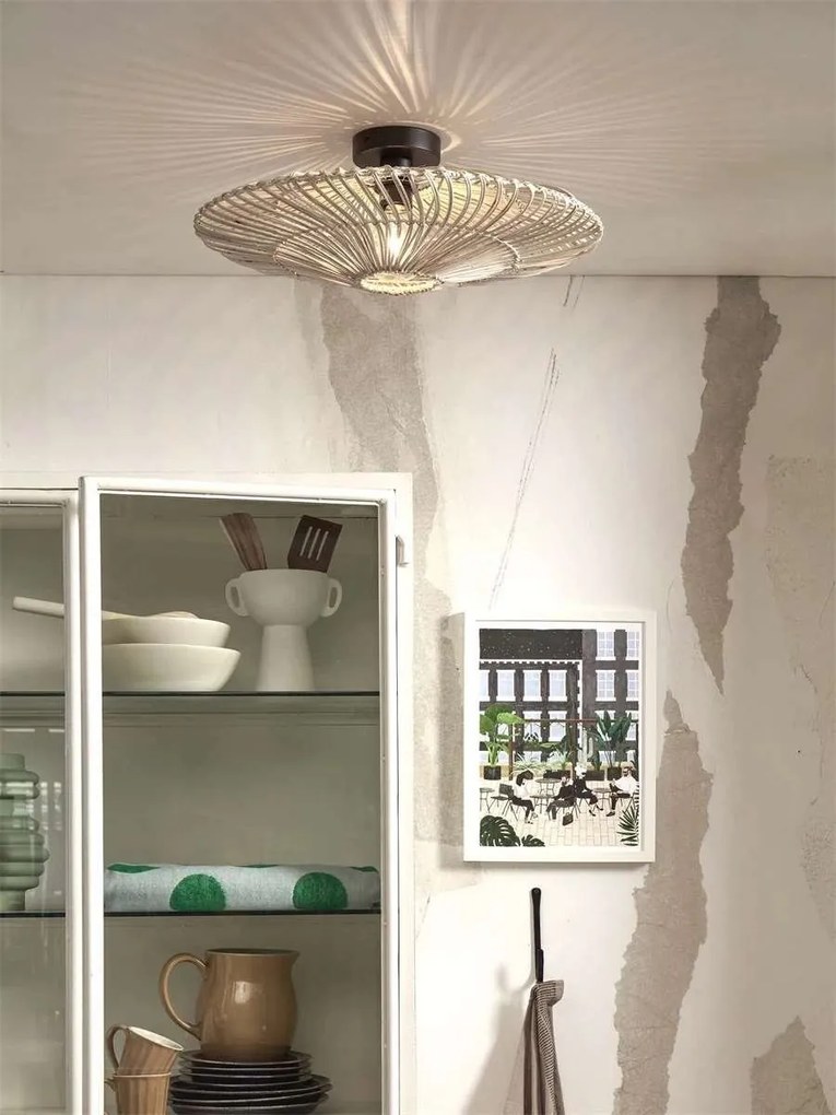 Plafoniera eco din ratan Zanzibar flat 55cm L, white