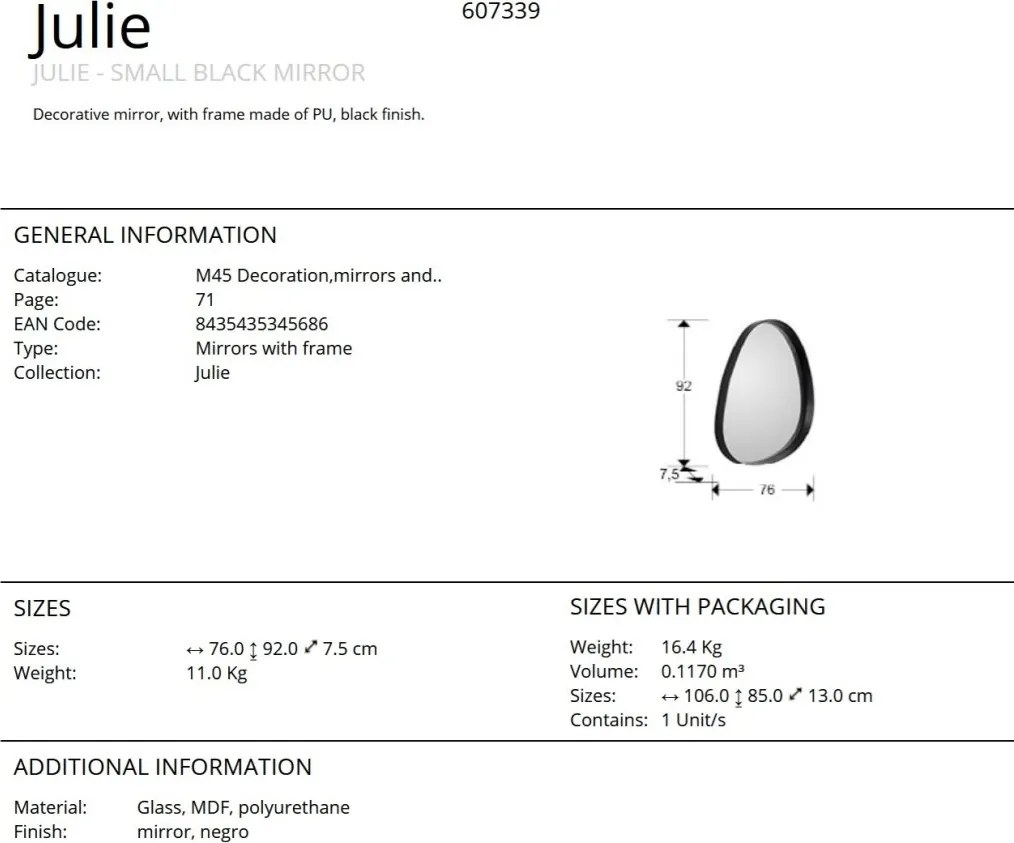 Oglinda decorativa moderna Julie negru