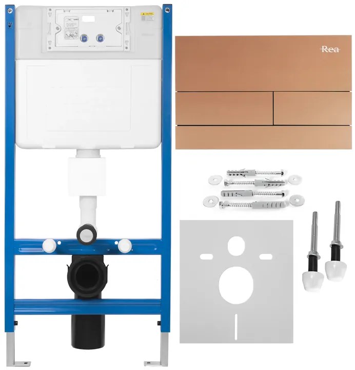 Cadru WC incastrat K011A-Q Rea cu buton T cupru periat