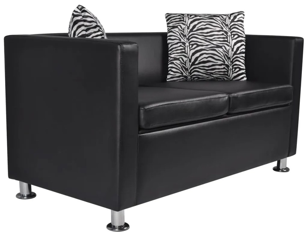 242209 vidaXL Canapea cu 2 locuri, negru, piele artificială
