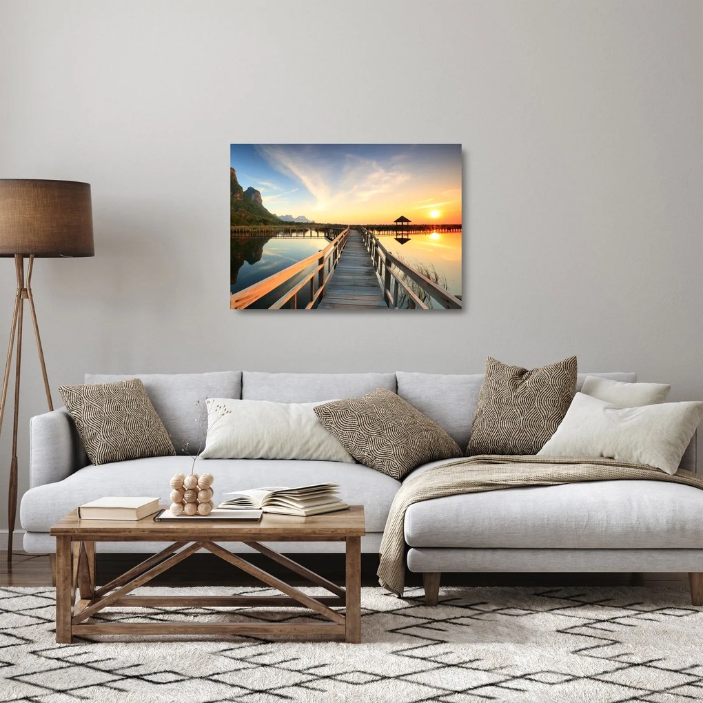 Tablou pe sticlă cu pod (70x50 cm)