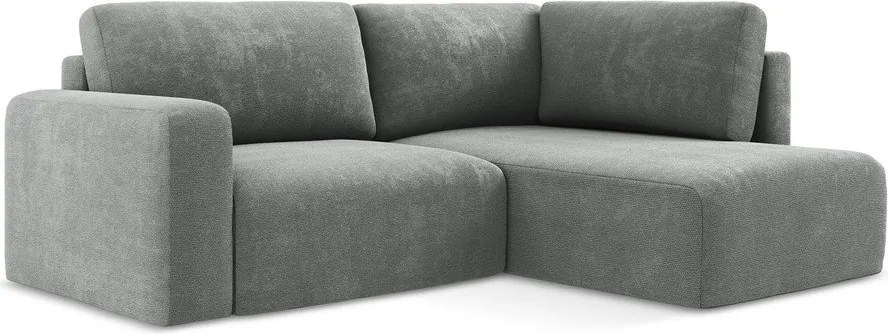 Colțar gri extensibil/cu spațiu de depozitare cu tapițerie din chenille (cu colț pe partea dreaptă/în formă de ”L”) Kona – Makamii