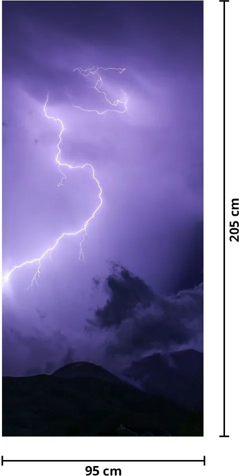 Fototapet pentru ușă - Cerul violet și fulger (95x205cm)