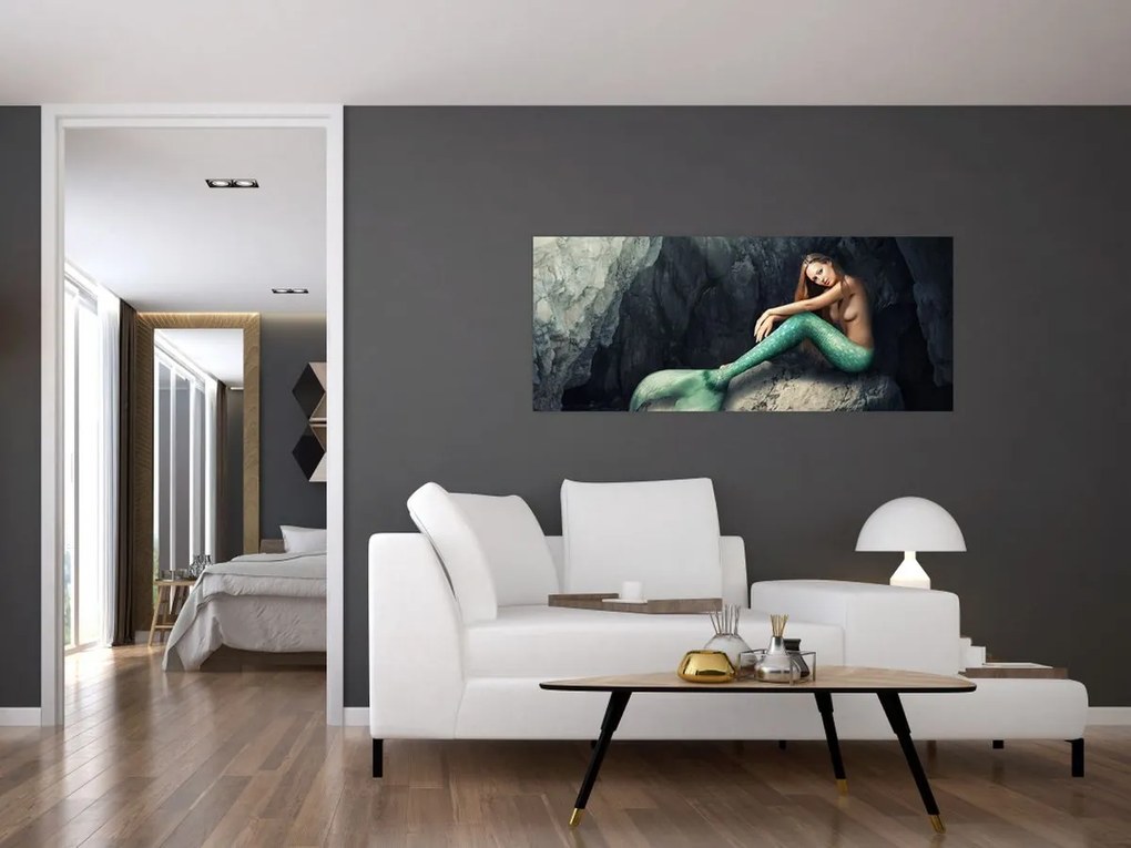 Tablou - Sirena pe stâncă (120x50 cm)