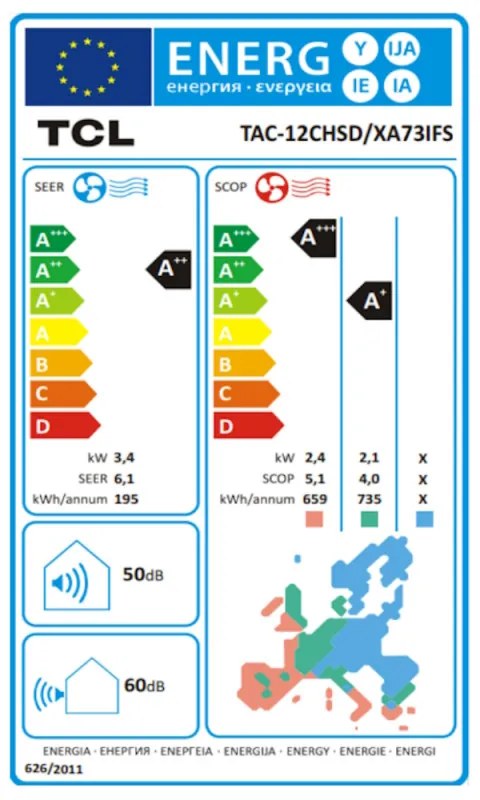 Aparat de aer conditionat inverter TCL Elite TAC-12CHSD/XA73IFS, 12000 BTU, A++/A+++, Wi-Fi, Filtru HEPA + Carbon, Autodiagnosticare, Alb