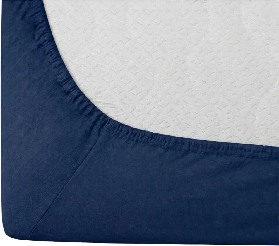 Cearsaf Jersey LUNA albastru inchis 160 x 200 cm, set 2 bucati