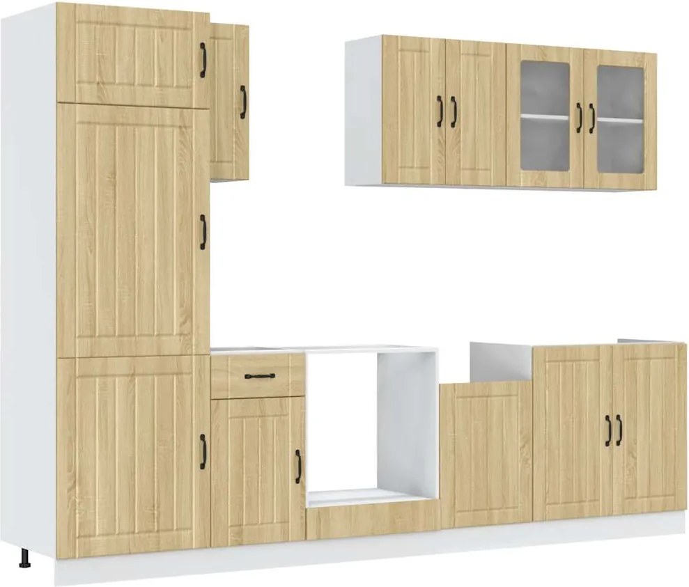 vidaXL Set dulap de bucătărie din 8 piese „Lucca” lemn stejar Sonoma