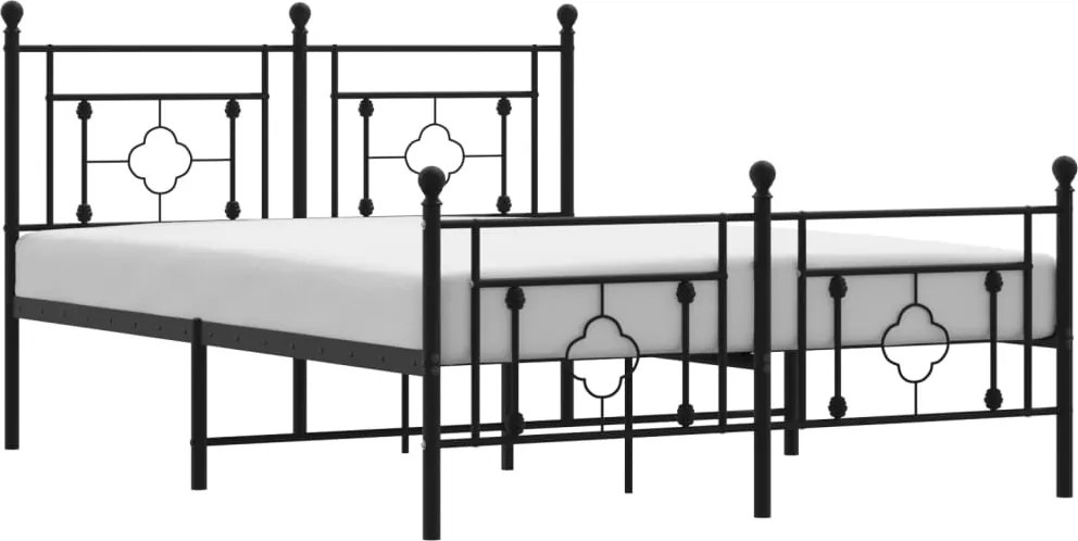 vidaXL Cadru pat metalic cu tăblie de cap/picioare, negru, 135x190 cm