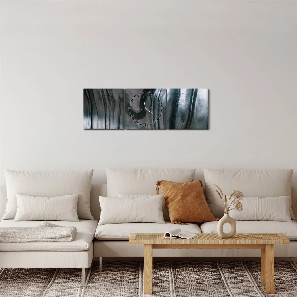 Tablou - Fața din oțel (cu ceas) (90x30 cm)