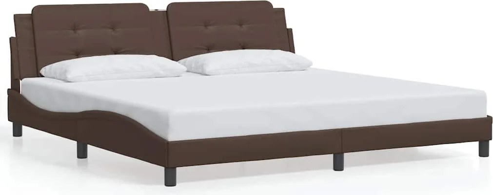 vidaXL Cadru de pat fără saltea, Zadar, maro, 200x200 cm, piele ecologică