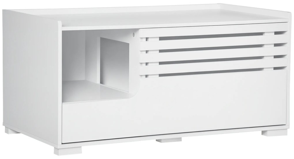 PawHut Dulap pentru pisici cu 2 rafturi Design 2 în 1, Ușă magnetică Alb | Aosom Romania
