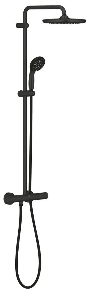 Set de dus 250 cu termostat, 1 jet, negru mat