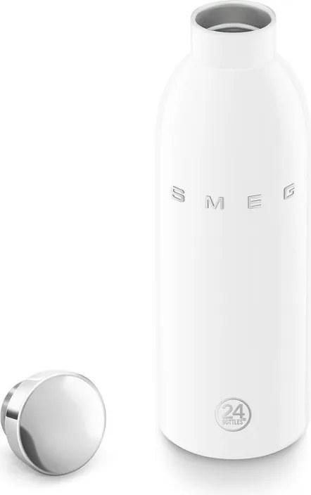 Sticla termos SMEG Clima 50's Style WBF01WH, 500 ml, Inchidere ermetica, Pereti dubli, Otel inoxidabil 18/8, Alb