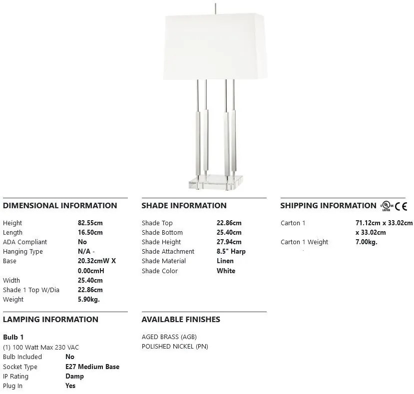 Veioza, lampa de masa design deosebit RHINEBECK nichel lucios