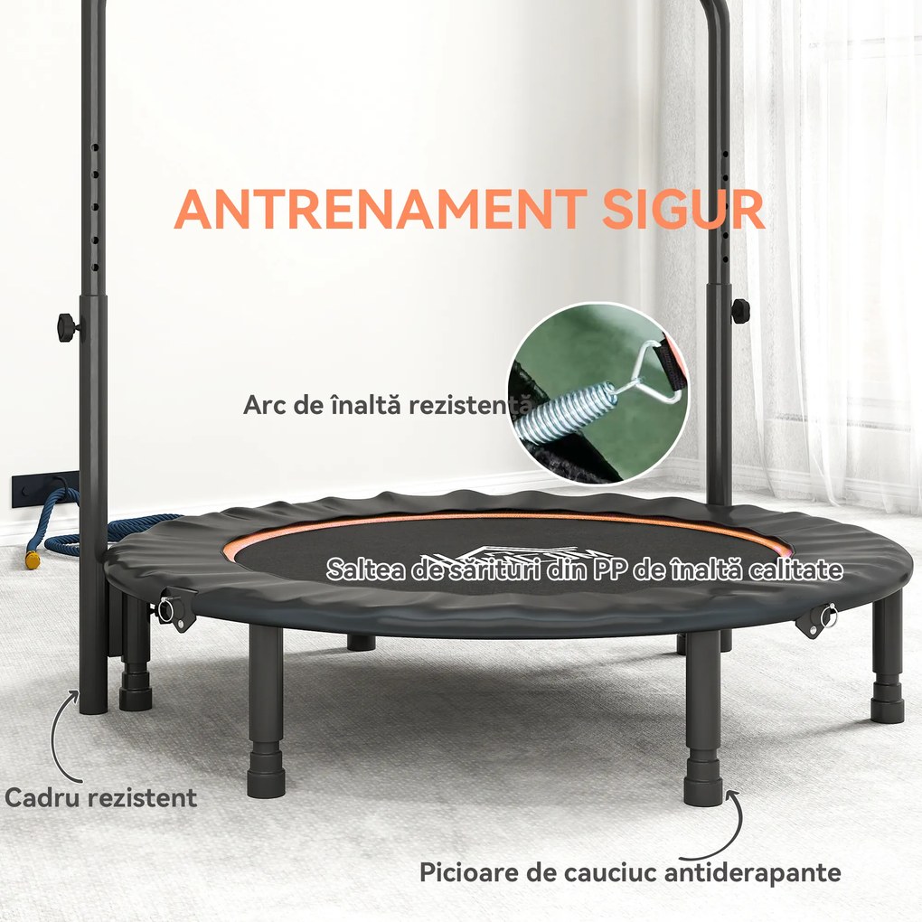HOMCOM Trampolin Fitness Mini Pliabil de 45", cu Mâner Reglabil cu Spumă, Portocaliu | Aosom Romania