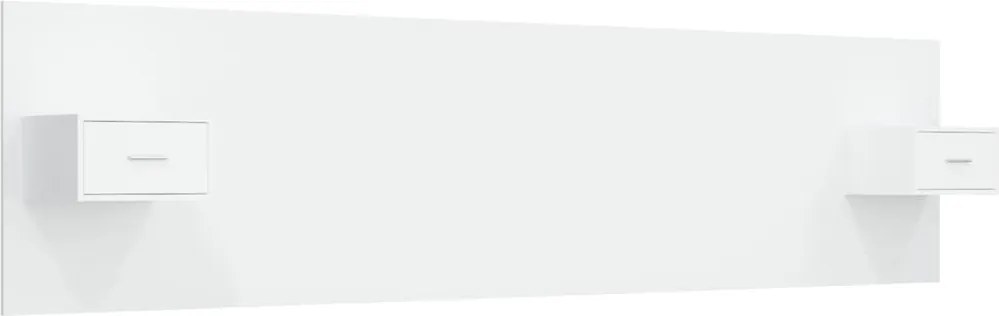 vidaXL Tăblie de pat cu dulapuri, alb extralucios, lemn prelucrat