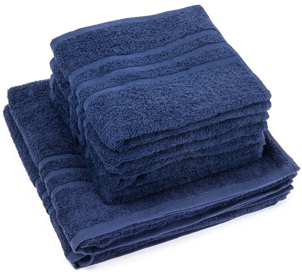 Set de prosoape Classic albastru închis, 4 buc. 50 x 100 cm, 2 buc. 70 x 140 cm, 4 bucăți 50 x 100 cm, 2 bucăți 70 x 140 cm