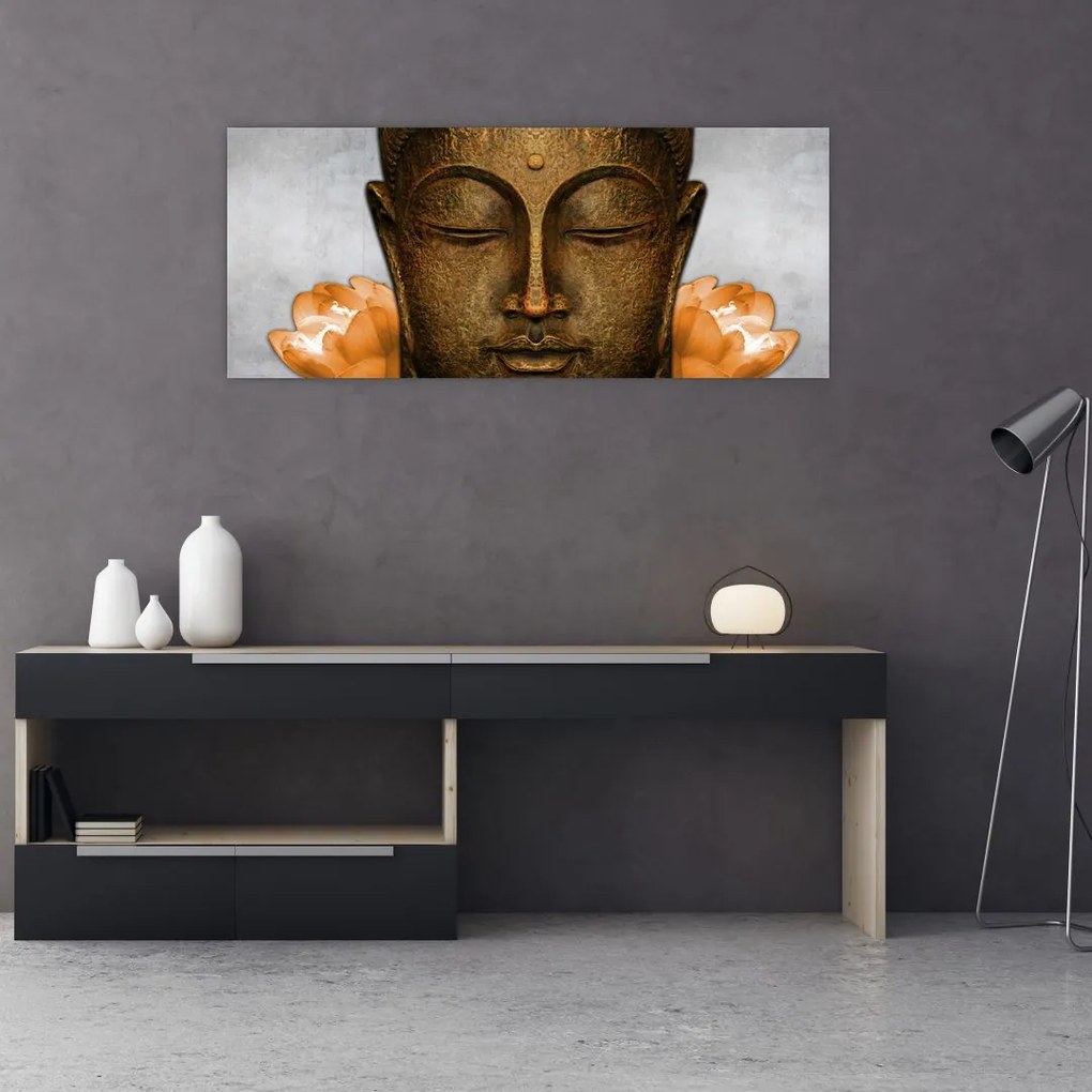 Tablou cu statuie cu detaliu a feței (120x50 cm)