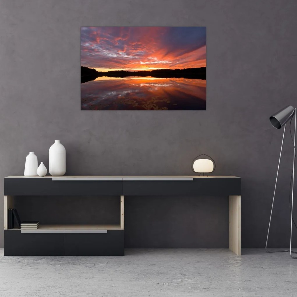 Tablou - Apus de soare peste lac (90x60 cm)