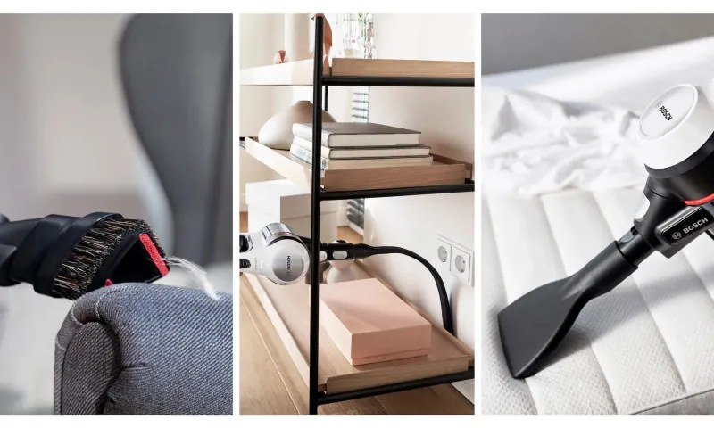 Aspirator vertical Bosch Unlimited 7 BBS711W, 300 ml, Motor TurboSpin, Lumini LED, Autonomie 40 min, Alb/Negru