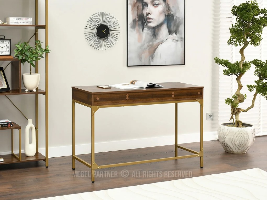 Masă PC Kaplan (nuc + auriu). Promo -15%. 1109771