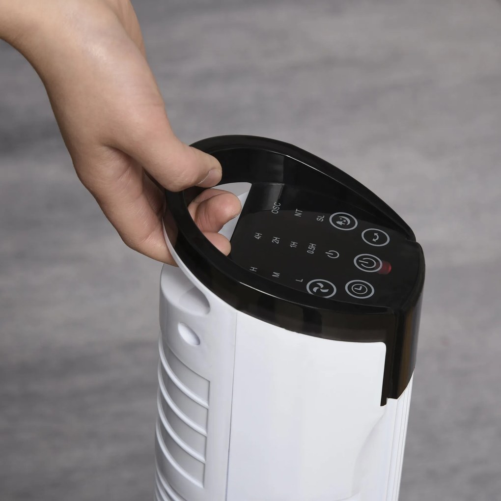 HOMCOM Ventilator tip Coloana Turn cu Telecomanda si Oscilatie, 3 Functii 3 Viteze, Timer 7.5 Ore, Ф20x78.5cm | Aosom Romania