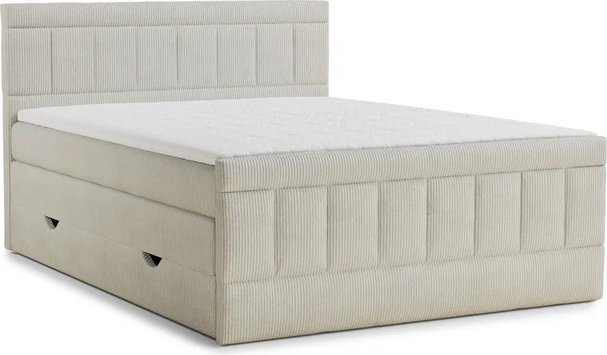 Pat boxspring bej cu spațiu de depozitare 160x200 cm Caya – Maison de Rêve