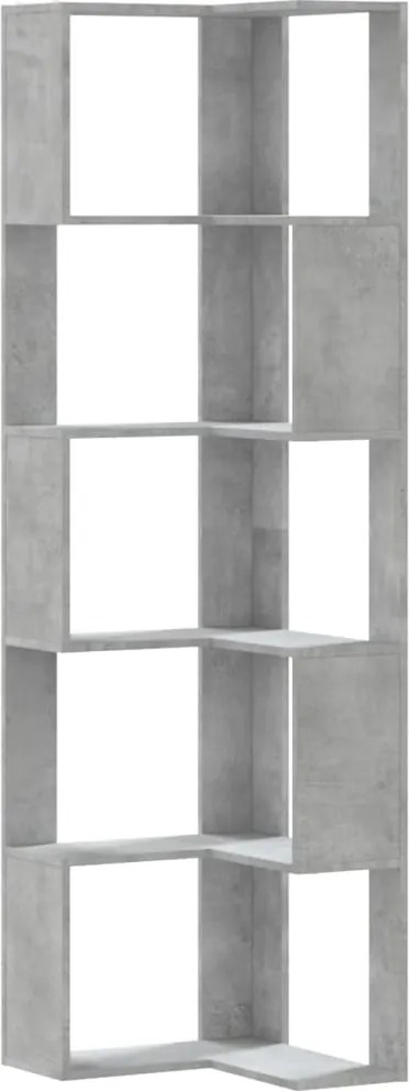 vidaXL Bibliotecă 5 niveluri gri beton 50x50x179cm lemn prelucrat