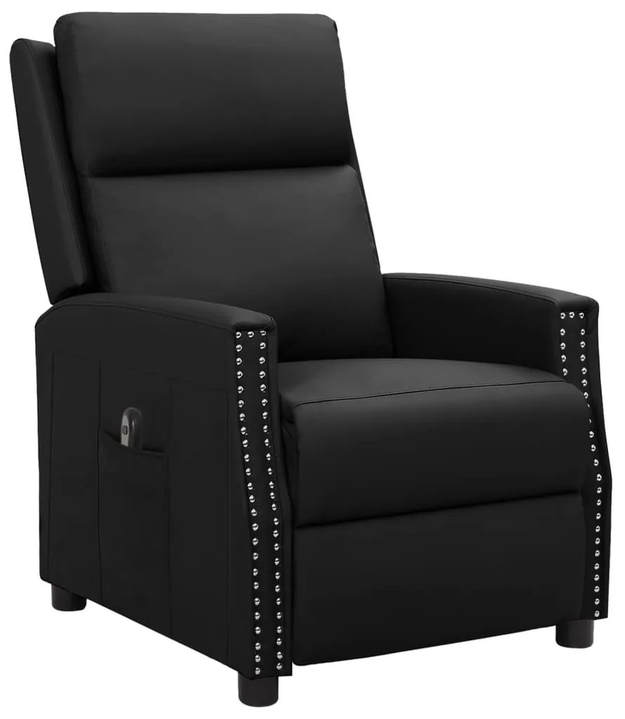 3098478 vidaXL Fotoliu rabatabil electric, negru, piele ecologică
