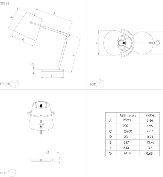 Lampă de masă GRANADILLOS 1xE27/40W/230V Eglo 39866