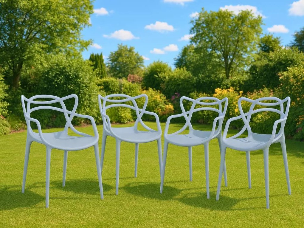Set 4 bucati scaune din plastic KATO gri deschis