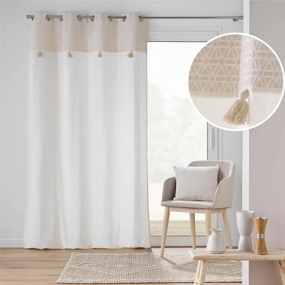 Draperie albă-bej din amestec de bumbac 140x240 cm Milano – douceur d'intérieur