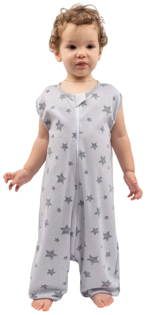 Sac dormit copii de vara din bumbac cu picioare 18-36 luni Kidizi Galaxy Grey, 0.5 tog