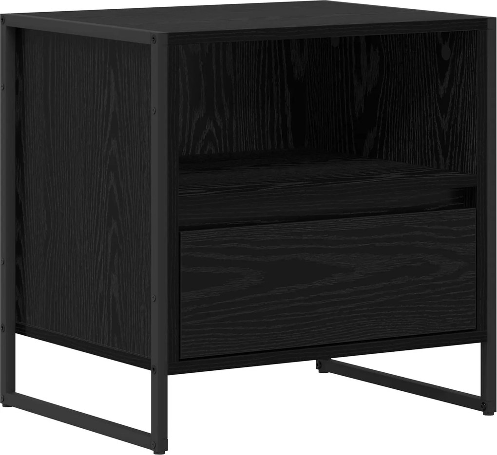 vidaXL Noptieră cu sertar Stejar Negru 50 x 39,5 x 50 cm Lemn compozit