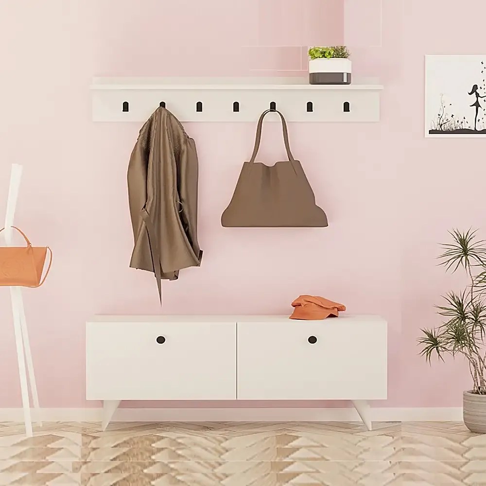 Cuier Russel pentru hol, culoare alb 113 cm