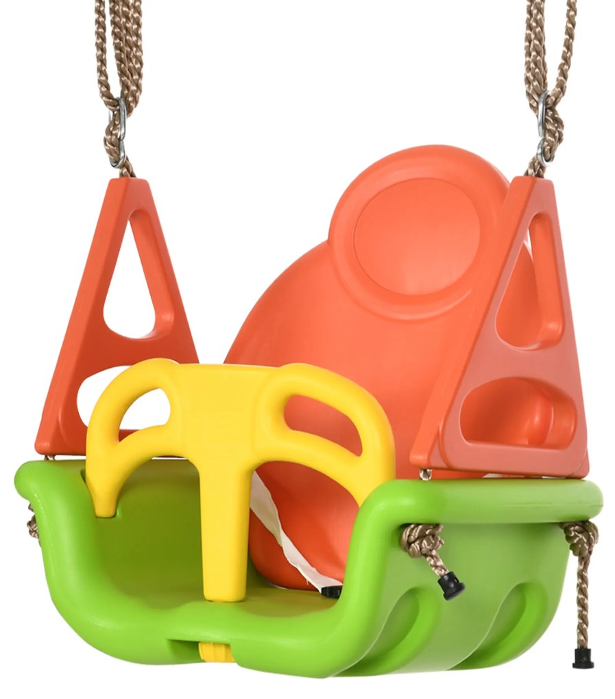 Outsunny 3-in-1 Leagăn pentru Copii, Centură de Siguranță, Sfori Reglabile, pentru Interior și Exterior, verde, 48 x 34 x 180 cm | Aosom Romania