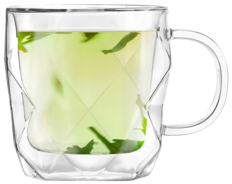 Set de 2 căni de perete dublu Vialli Design Geo, 330 ml