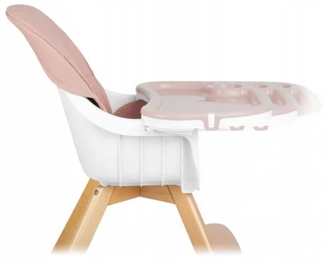 Scaun de masa 3 in 1, cu picioare din lemn, 63 x 58 x 90 cm, Ricokids Lilo 700203 - Roz