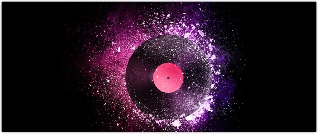 Tablou - Disc de vinil roz-violet (120x50 cm)