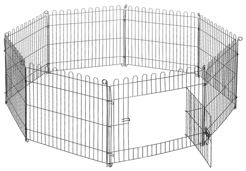 Tarc tip plasa pentru animale PawHut, 8 bucati 61x61cm, negru | AOSOM RO