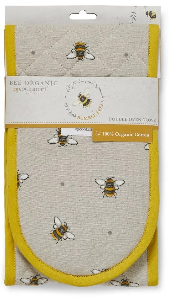 Suport dublu din bumbac Cooksmart ® Bumble Bees, bej-galben