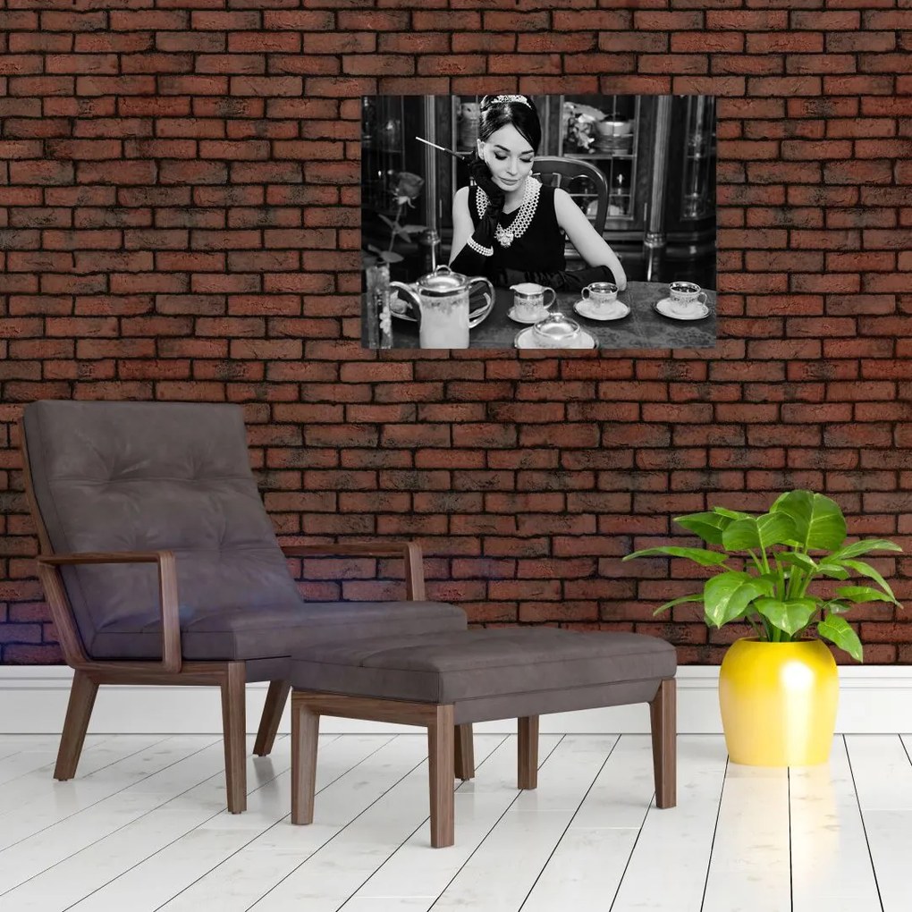 Tablou pe sticlă cu femeie (70x50 cm)