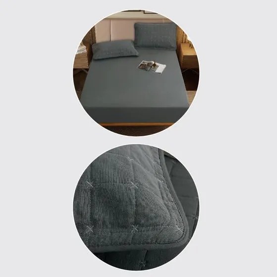 Cuvertură bumbac 100%, antracit, 4 piese, 230x240 cm, EY08