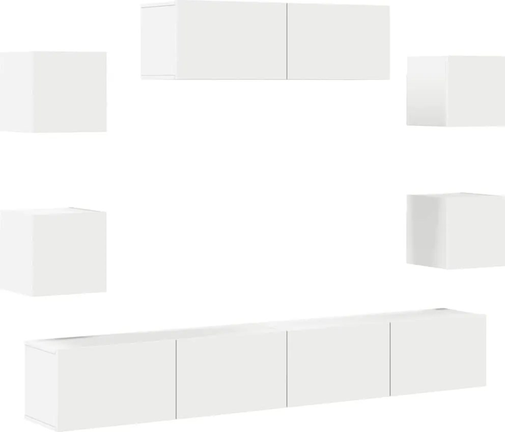 vidaXL Set dulap TV, 7 piese, alb, lemn prelucrat