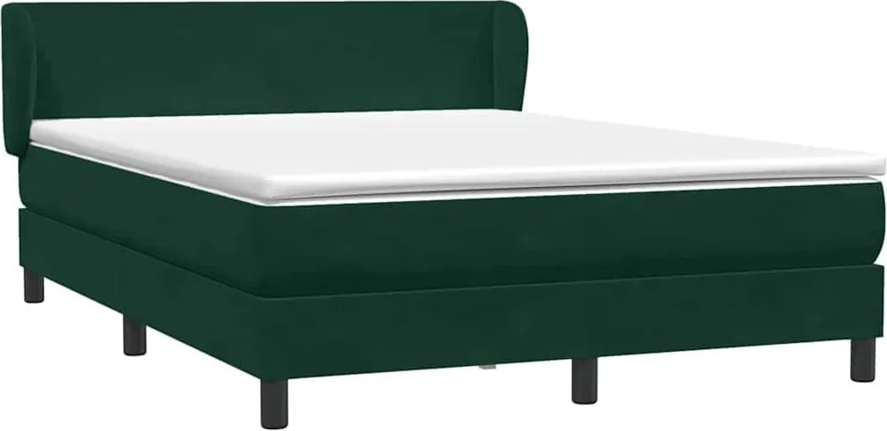 vidaXL Pat box spring cu saltea, verde închis, 160x220 cm, catifea