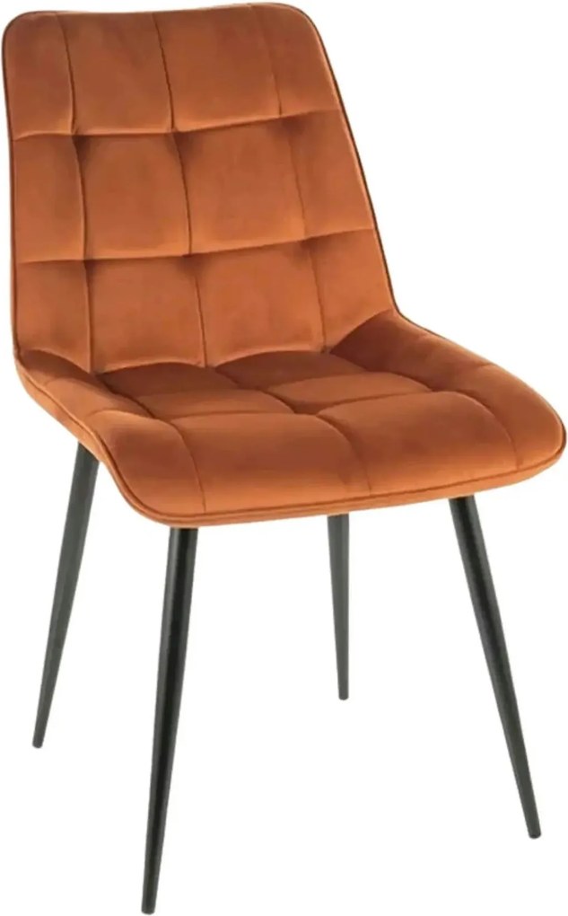 Scaun CHIC, caramiziu/negru, stofa catifelata/metal, 50x58x88 cm